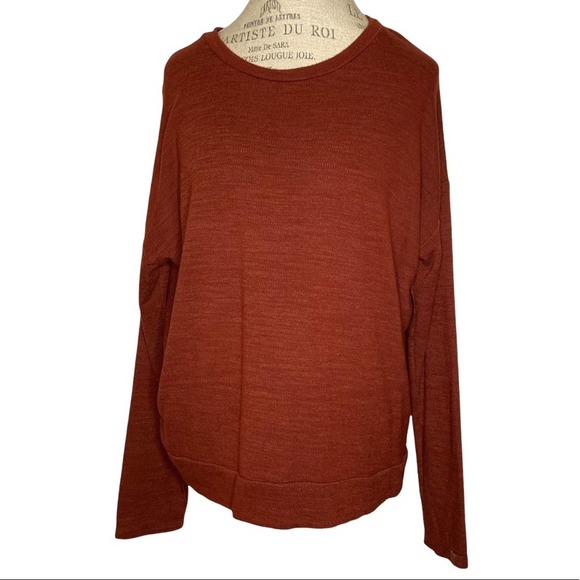 American Eagle Outfitters Tops - American Eagle Burnt Orange Open Back Crewneck Long Sleeve Shirt Size XL